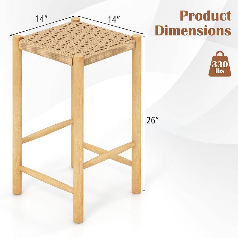 26 Inch Dining Bar Stool Set Of 2-natural