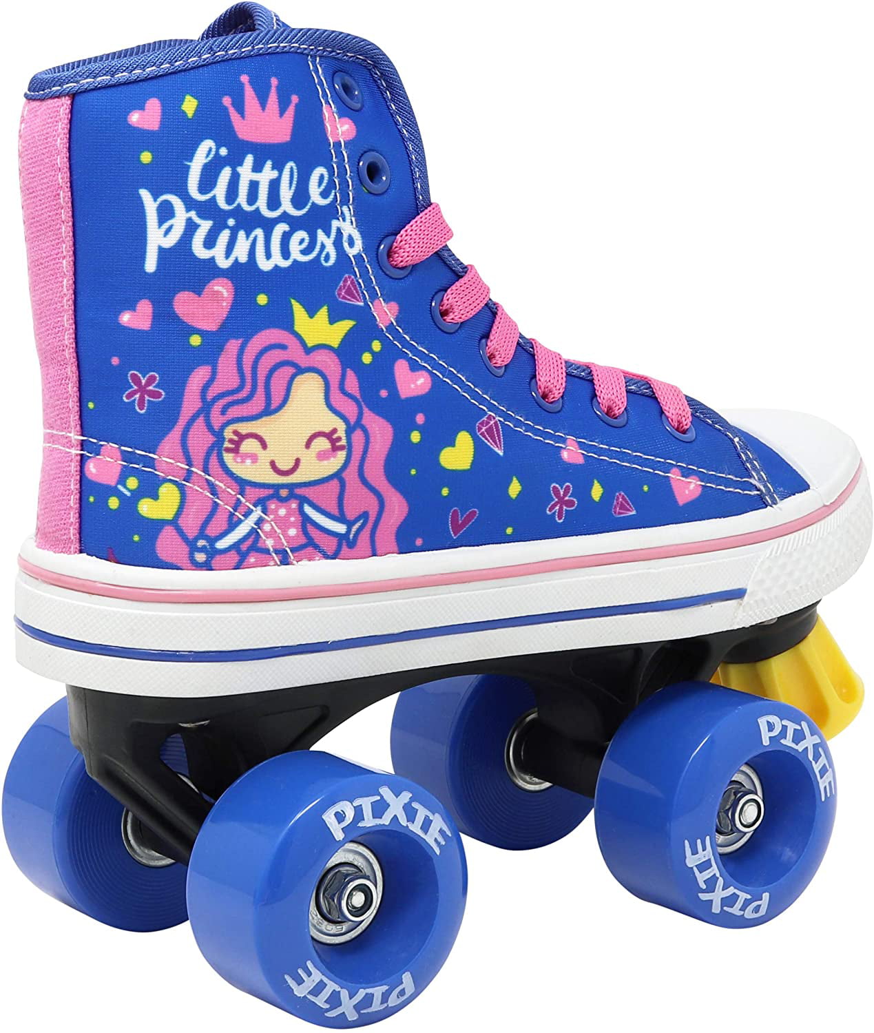 Lenexa Roller Skates for Girls， Pixie Little Princess Kids Quad Roller Skate Indoor and Outdoor Children Skate for Kids， High Top Sneaker Style for Beginners Size 3