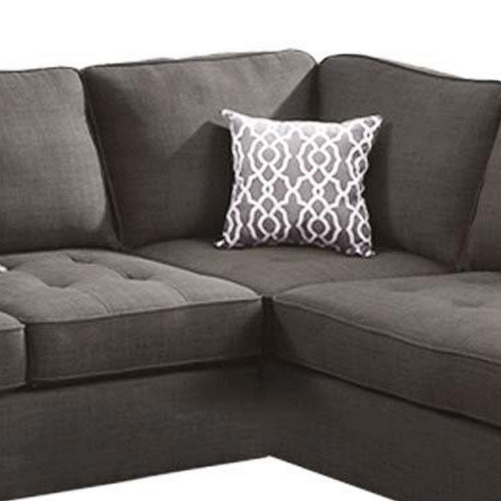 Roda 2 Piece L Shape Sectional Sofa With Reversible Chaise  Black Fabric   Transitional   Sectional Sofas   by VirVentures  Houzz