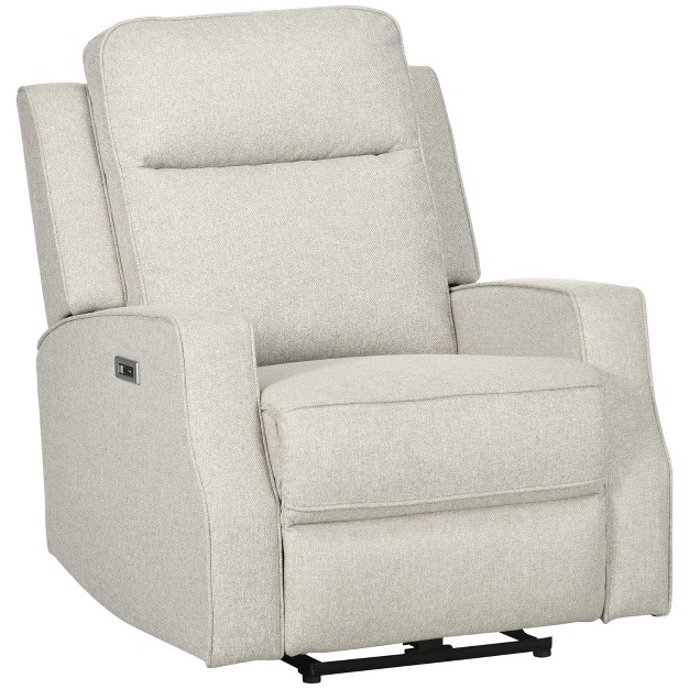 Homcom Electric Power Recliner Armchair With Usb Charging Station Sofa Recliner With Linen Upholstered Seat And Footrest Cream White