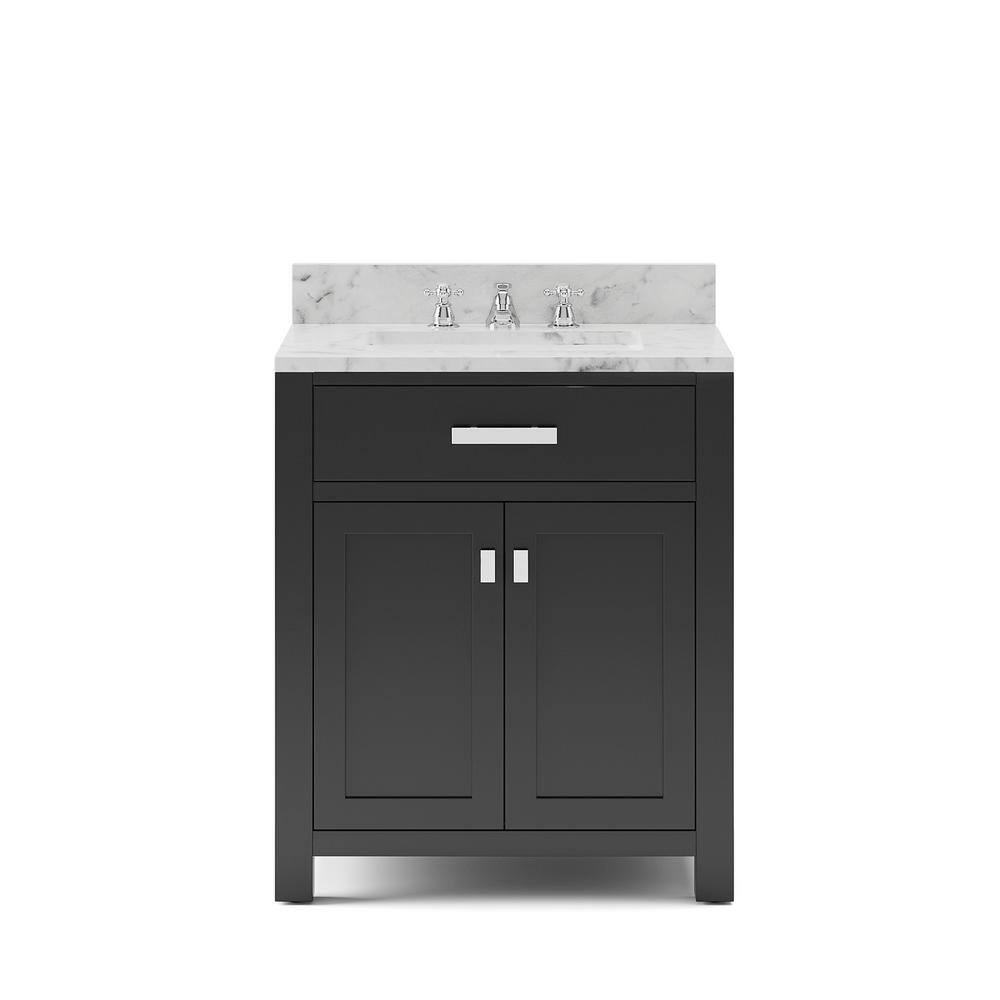 Water Creation 30 in. Vanity in Espresso with Marble Vanity Top in Carrara White Madison 30E