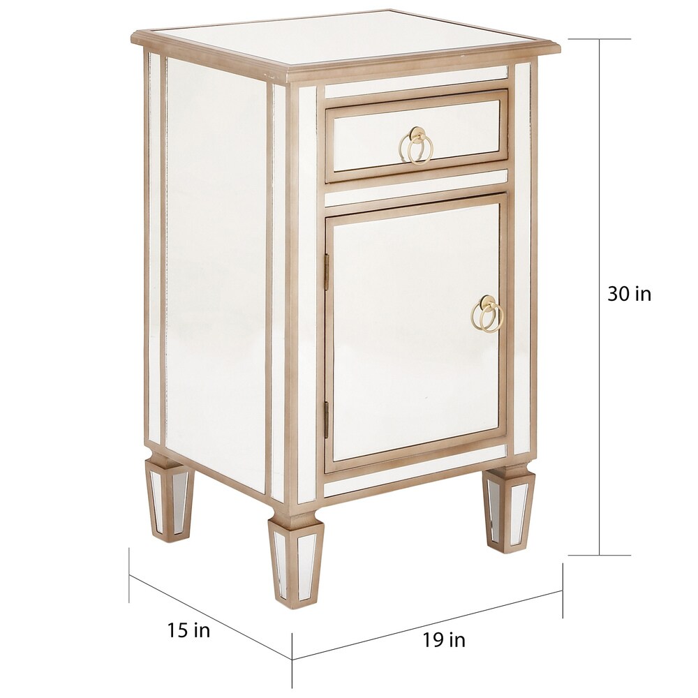 Goldtone Mirrored Cabinet Side Table