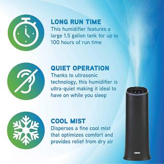 Pure Guardian 1.5 Gal.100-Hour Ultrasonic Cool Mist Humidifier Tower with Aromatherapy Tray Black H3200BAR