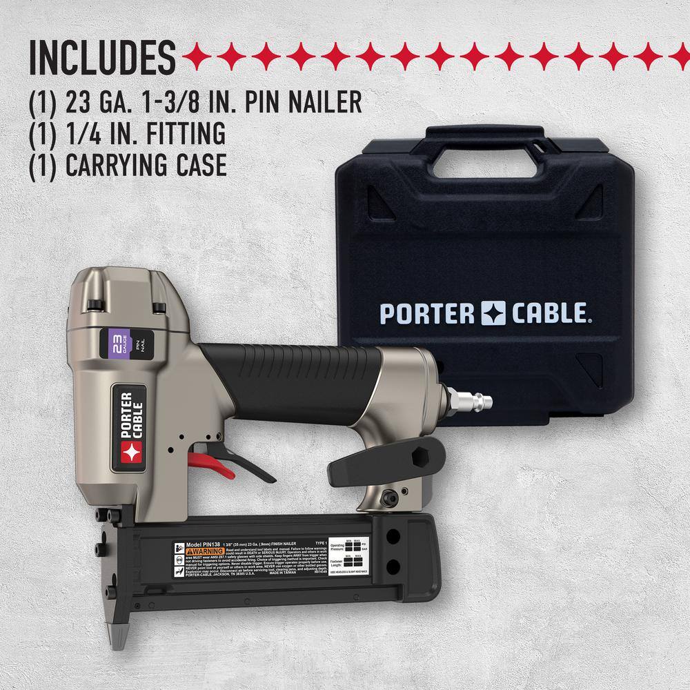 Porter-Cable 6 Gal. 150 PSI Portable Electric Air Compressor 18-Gauge Brad Nailer and 23-Gauge 1-38 in. Pin Nailer PCFP12236PIN138