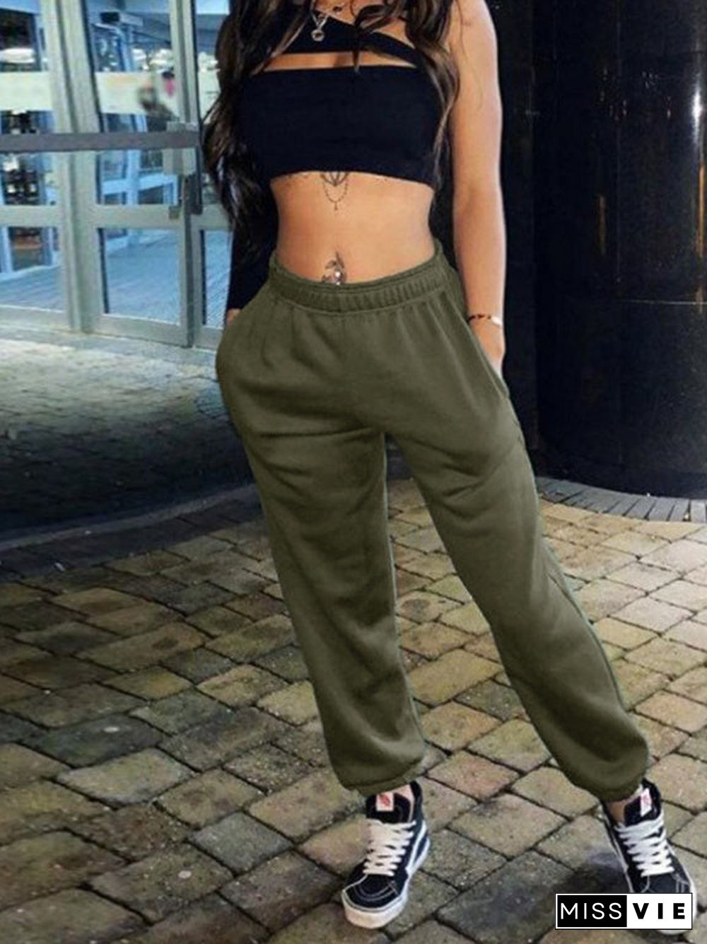 Women's Waist Casual Sports Homewear Hoodie Pants Legged Pants