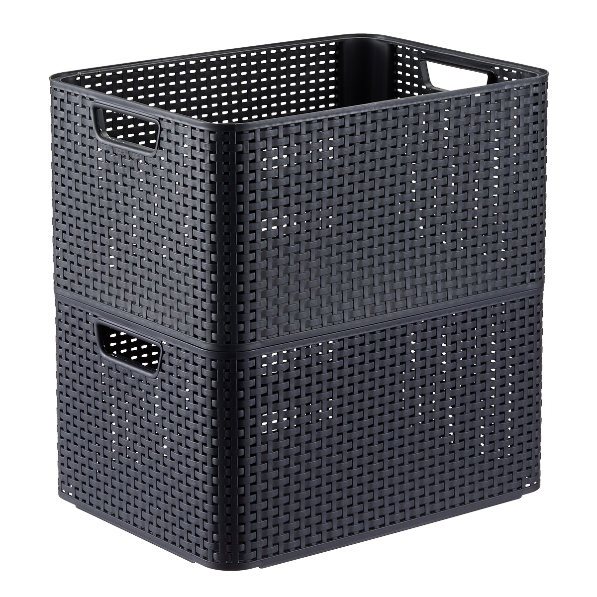 Curver White Basketweave Storage Bin with Handles