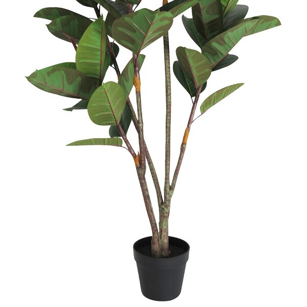 5ft Artificial Real Touch Rubber Plant Fig Leaf Tree in Black Pot