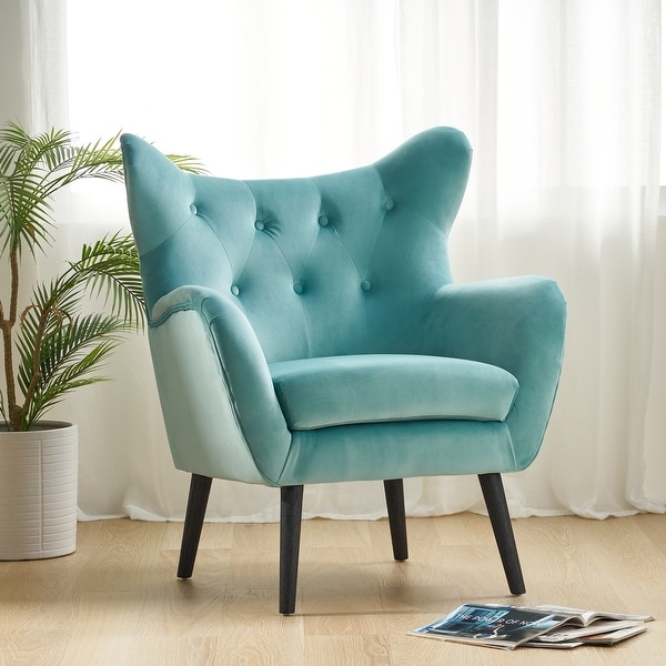 Simon Light Blue Fabric Wingback Chair