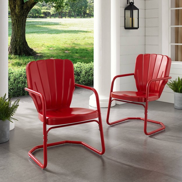 Ridgeland 2pk Outdoor Chairs Red Crosley