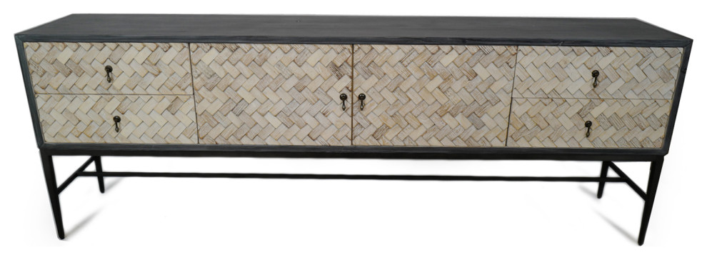 Long Narrow Braided Media Cabinet   Industrial   Media Cabinets   by Design Mix Furniture  Houzz