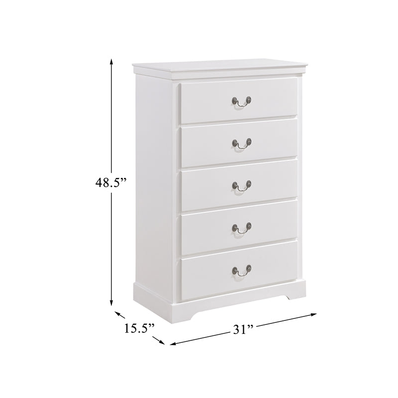 Lexicon Seabright 31-inch 5 Drawers Traditional Wood Chest in White