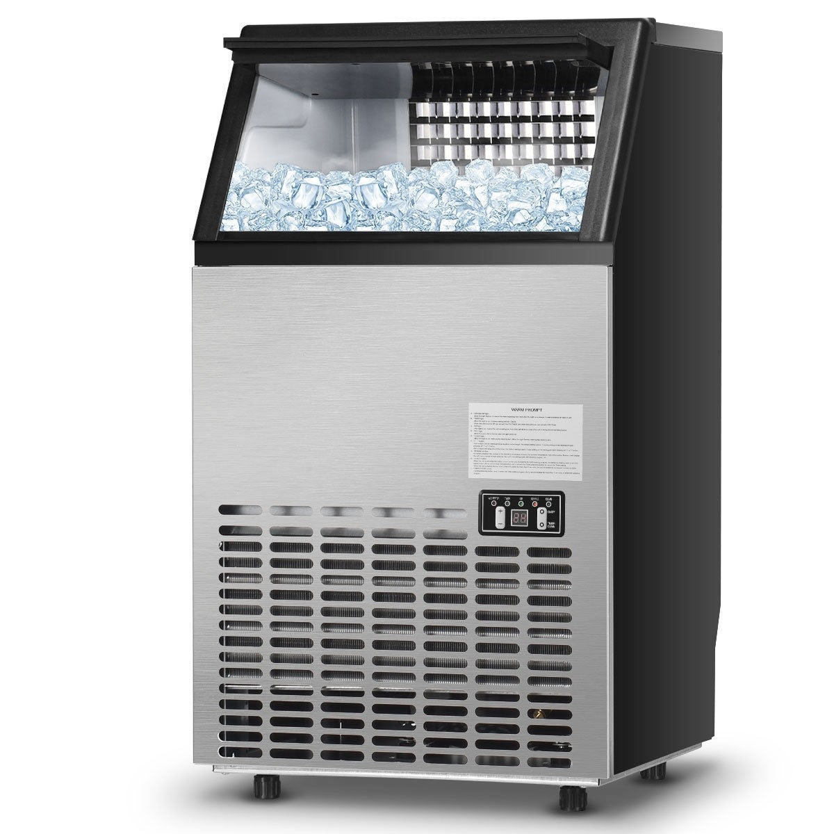 Costzon Commercial Ice Maker, Built-In Stainless Steel Ice Maker, 110LBS/24H, 33LBS Storage Capacity (Silver)