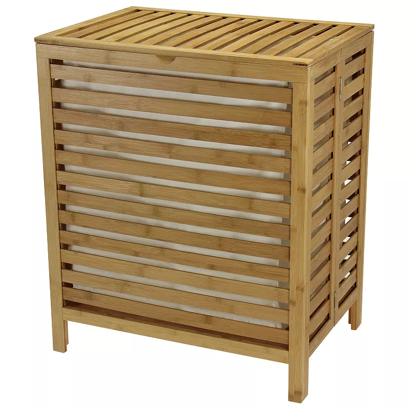 Household Essentials Bamboo Open-Slat Laundry Hamper