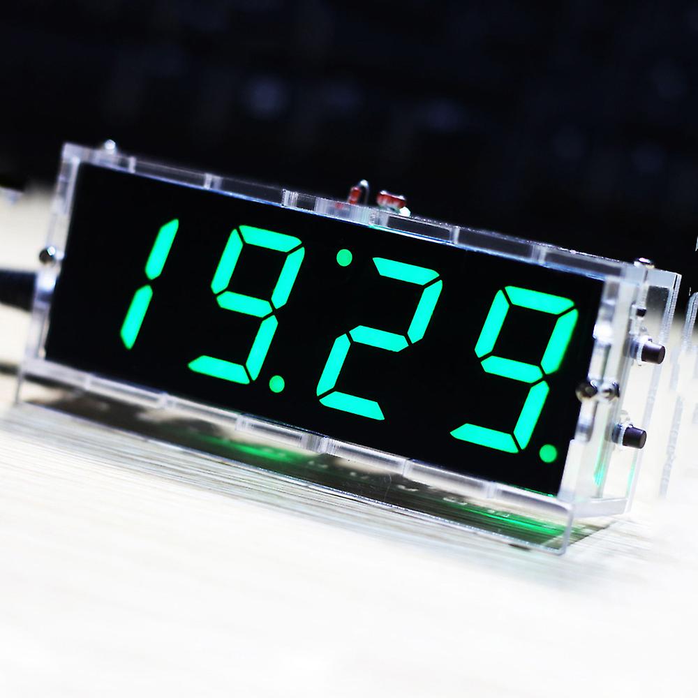 Compact 4-digit Diy Digital Led Clock Kit Light Control Temperature Date Time Display With Transparent Case