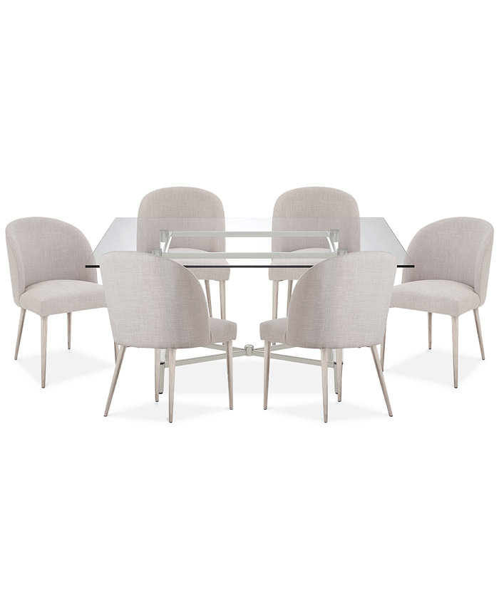 Furniture Marilyn Glass and Acrylic Dining 7pc Set (Rectangular Table +6 Chairs)