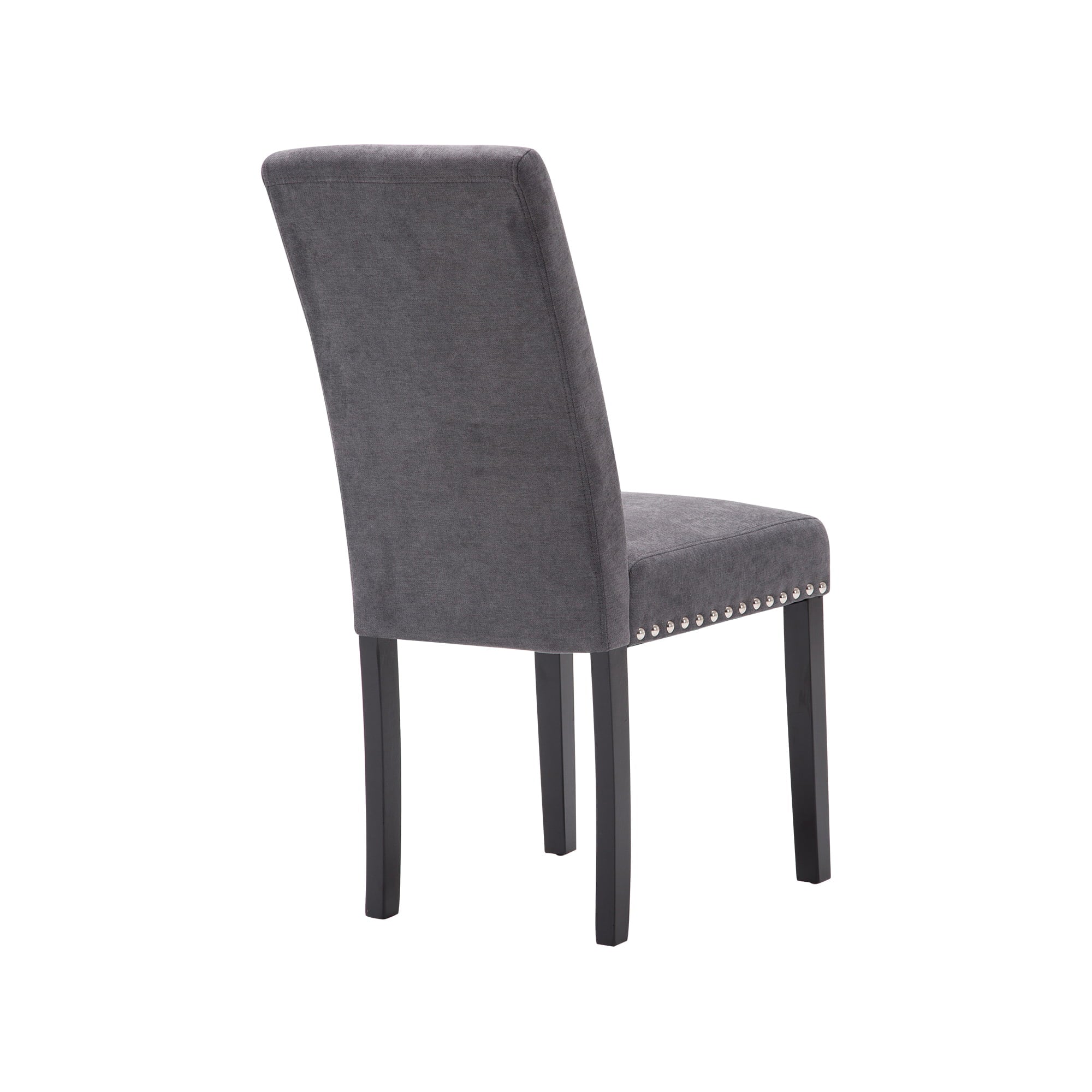 Fabric Upholstered Dining Chair with Silver Nailhead Trim in Gray， Set of 2