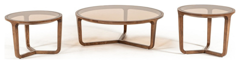 Stefani Modern 3 Piece Walnut Coffee Table Set   Contemporary   Coffee Table Sets   by Rustic Home Furniture Deco  Houzz