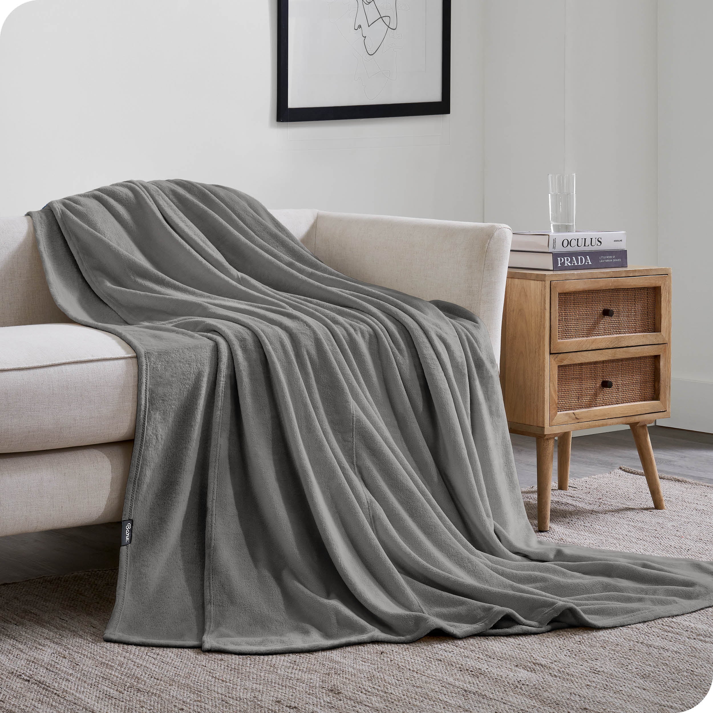 Bare Home Giant Microplush Fleece Blanket， Plush， Ultra Soft， Oversized， Gray