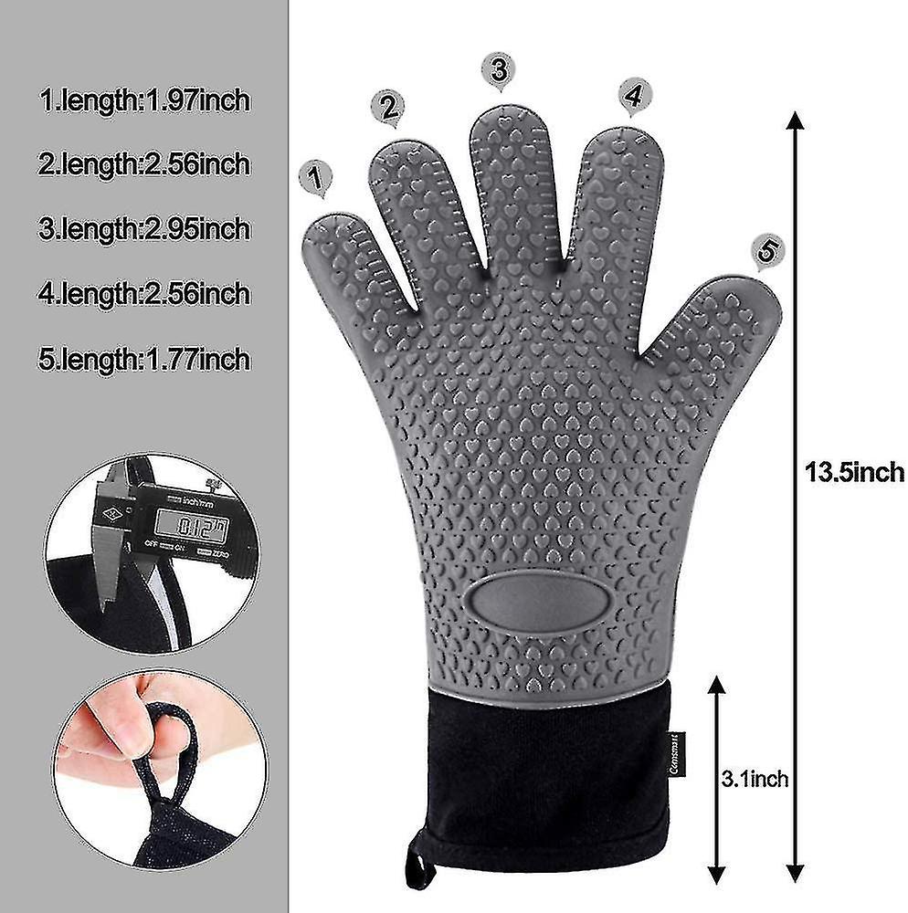 Bbq Utensil Bbq Gloves， Heat Resistant Silicone Baking Gloves， Long Waterproof Bbq Oven Gloves With