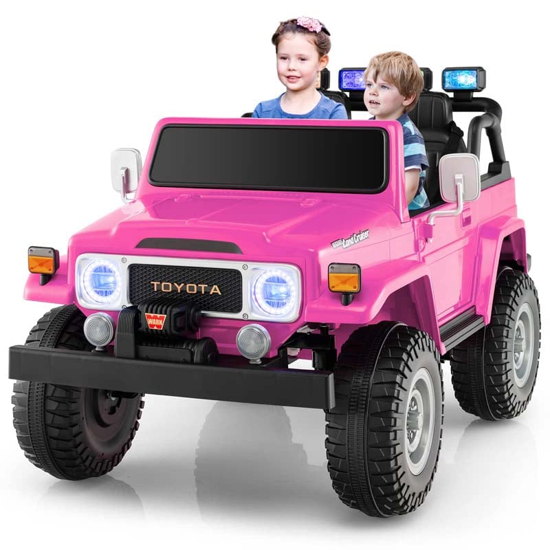 Licensed Toyota FJ40 2-Seater Kids Ride On Truck 12V Battery Powered Electric Riding Toy Car with Laser Lights