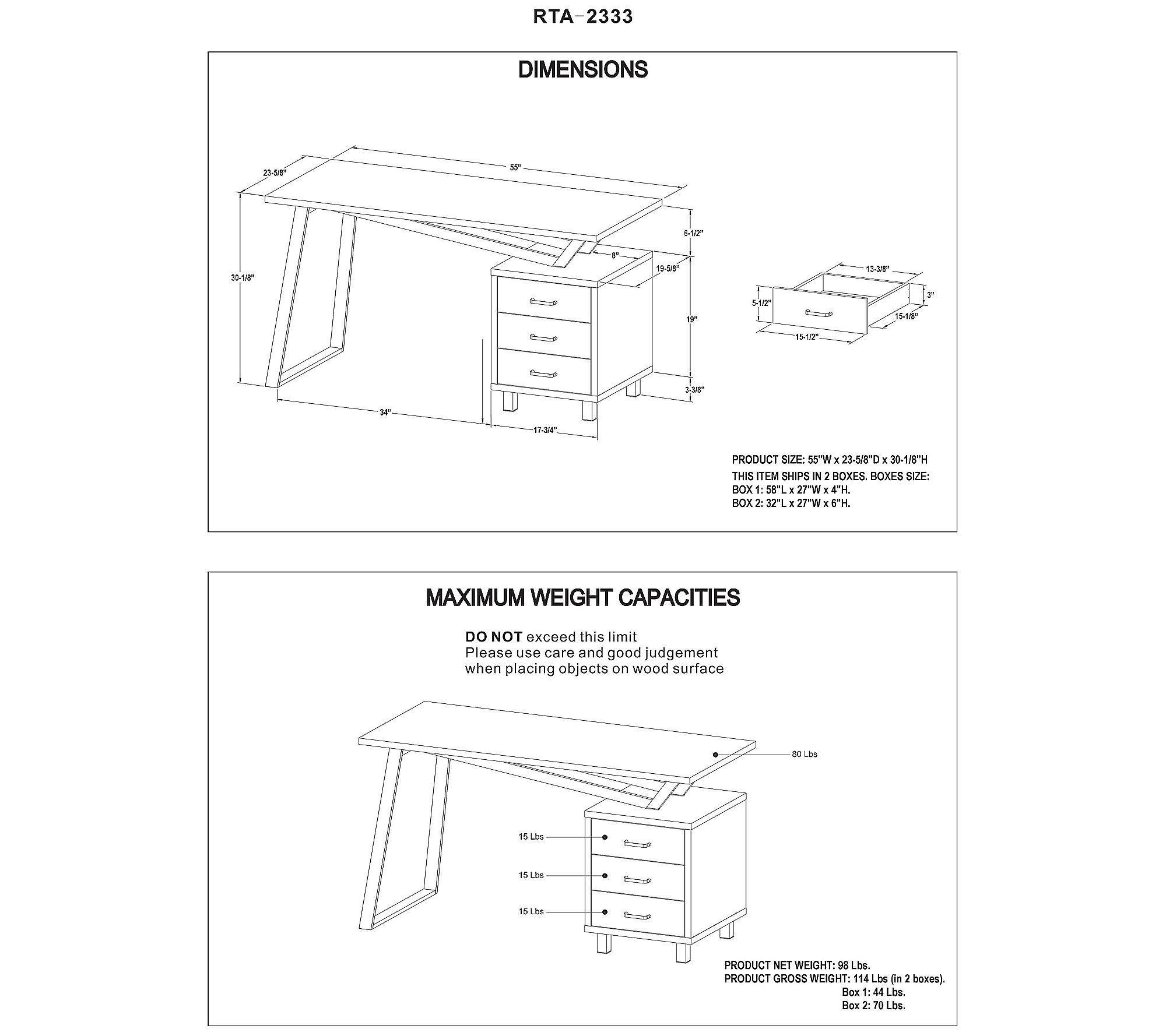 Techni Mobili Modern Design Computer Desk withStorage