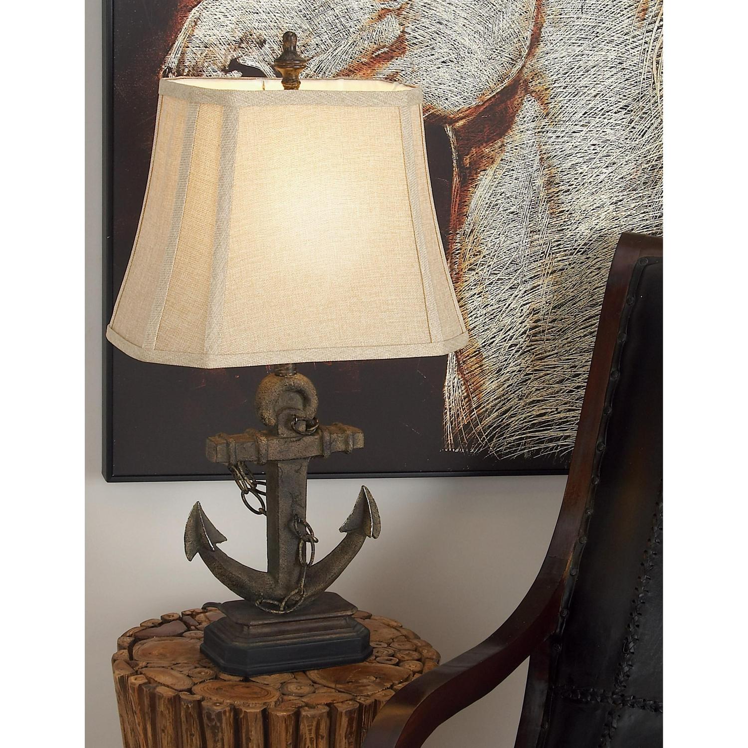 DecMode Brown Polystone Nautical Table Lamp 28 ， Set of 2