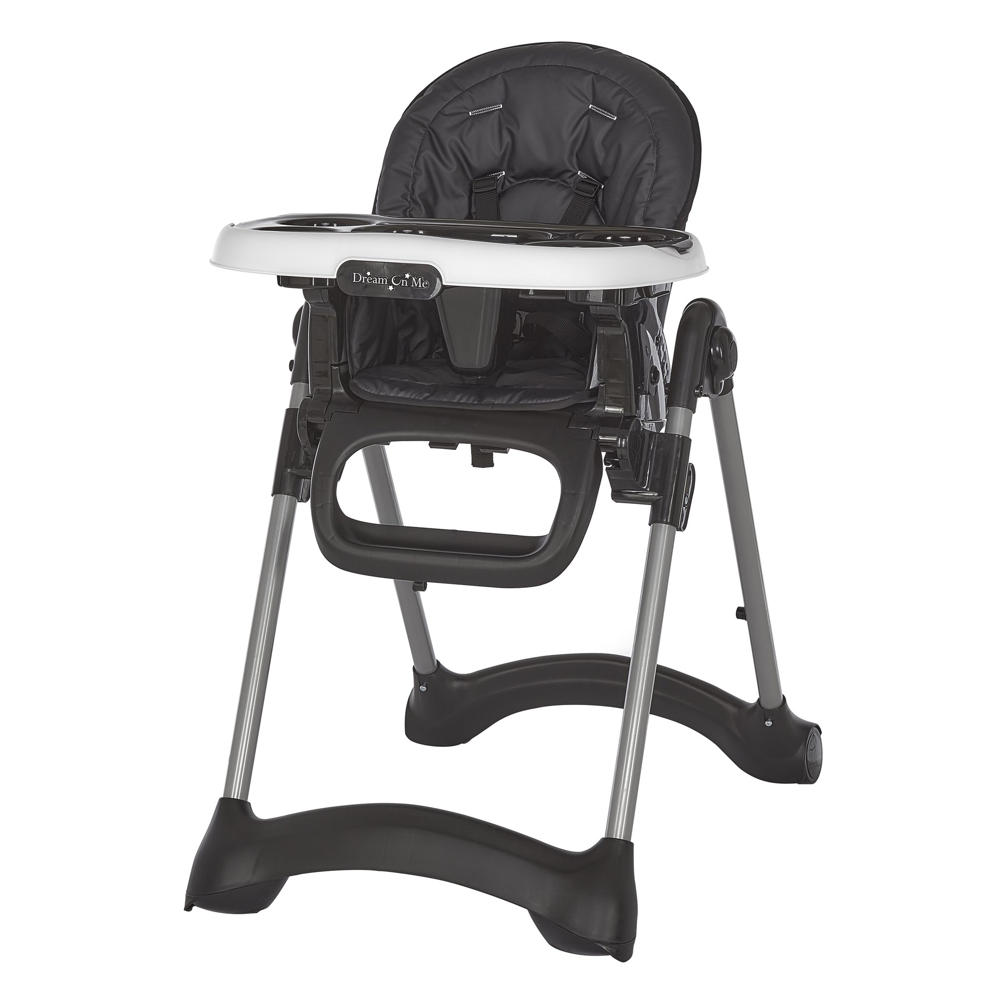 Dream On Me Solid Times High chair， Compact and Sleek High Chair， In Black