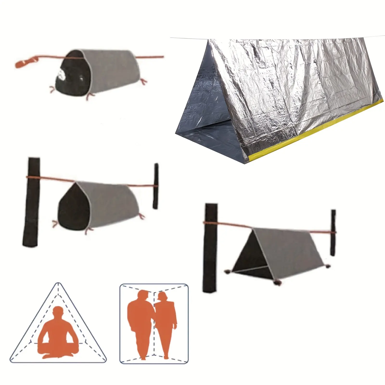 Kongbo Life Tent Emergency Survival Shelter 2 Person Emergency Shelter Tent Use As Survival Tube Tent for Camping Hiking