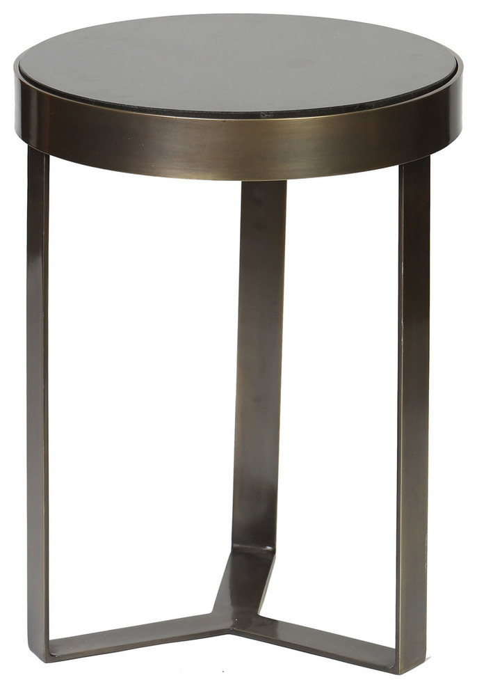 Contemporary Metal and Stone Accent Table In Antique Brass  Black Granite   Transitional   Side Tables And End Tables   by Prima Design Source  Houzz