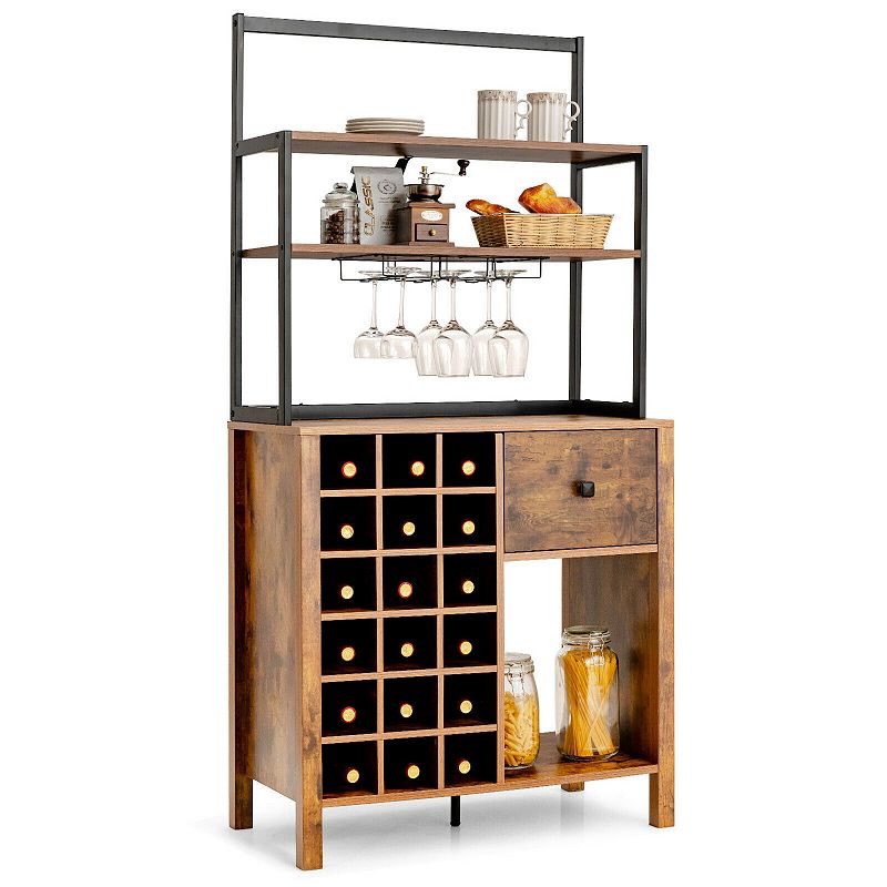 Kitchen Bakers Rack Freestanding Wine Rack Table