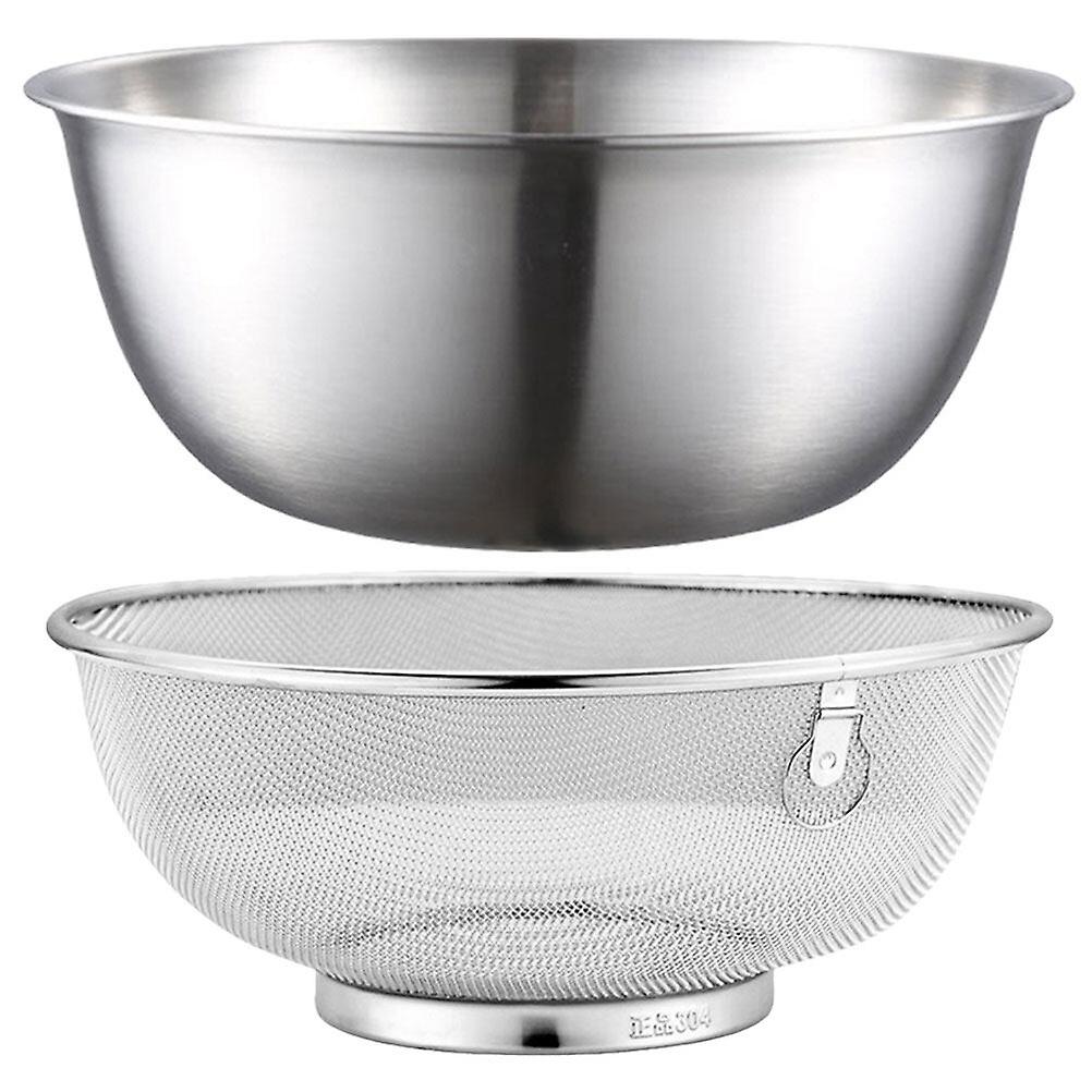 1 Set Stainless Steel Colander And Bowl Set Kitchen Colander Strainer Basket Mesh Strainer Basket Drainer