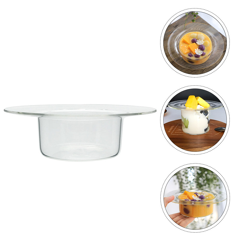 1Pc Straw Hat Shape Glass Bowl Chic Yogurt Dessert Bowl Fruit Plate Storage Bowl