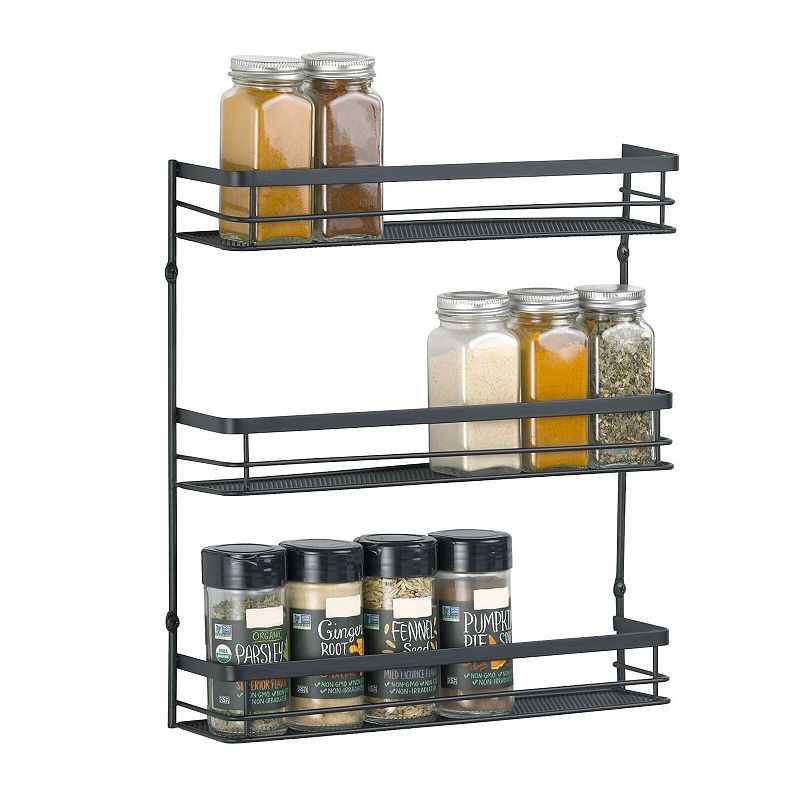 mDesign Steel Wall Mounted 3-Tier Spice Rack Storage Organizer Baskets