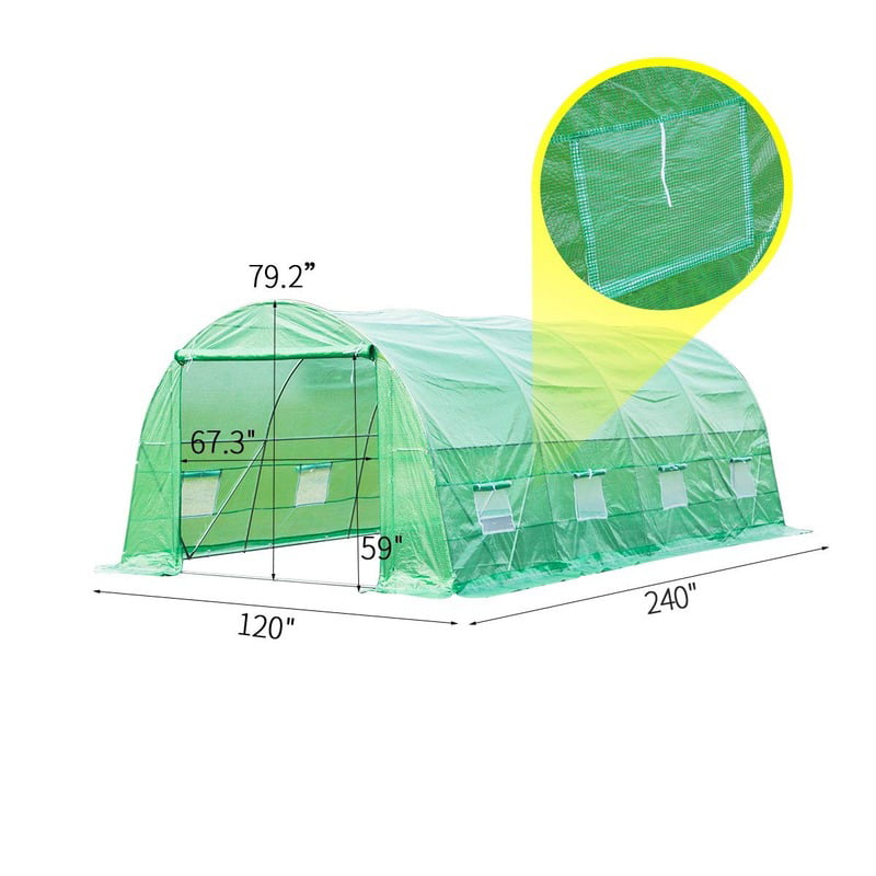 Erommy 20' x 10' x 7' Greenhouse Large Gardening Plant Hot House Portable Walking in Tunnel Tent