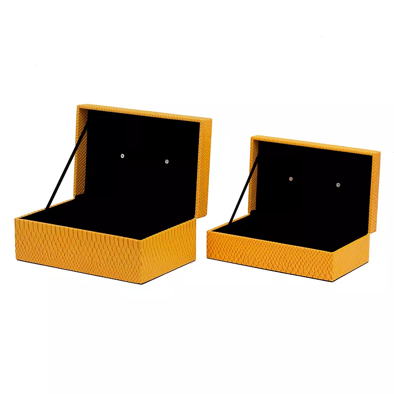 AandB Home Orinoco Faux Leather Decorative Box Table Decor 2-piece Set