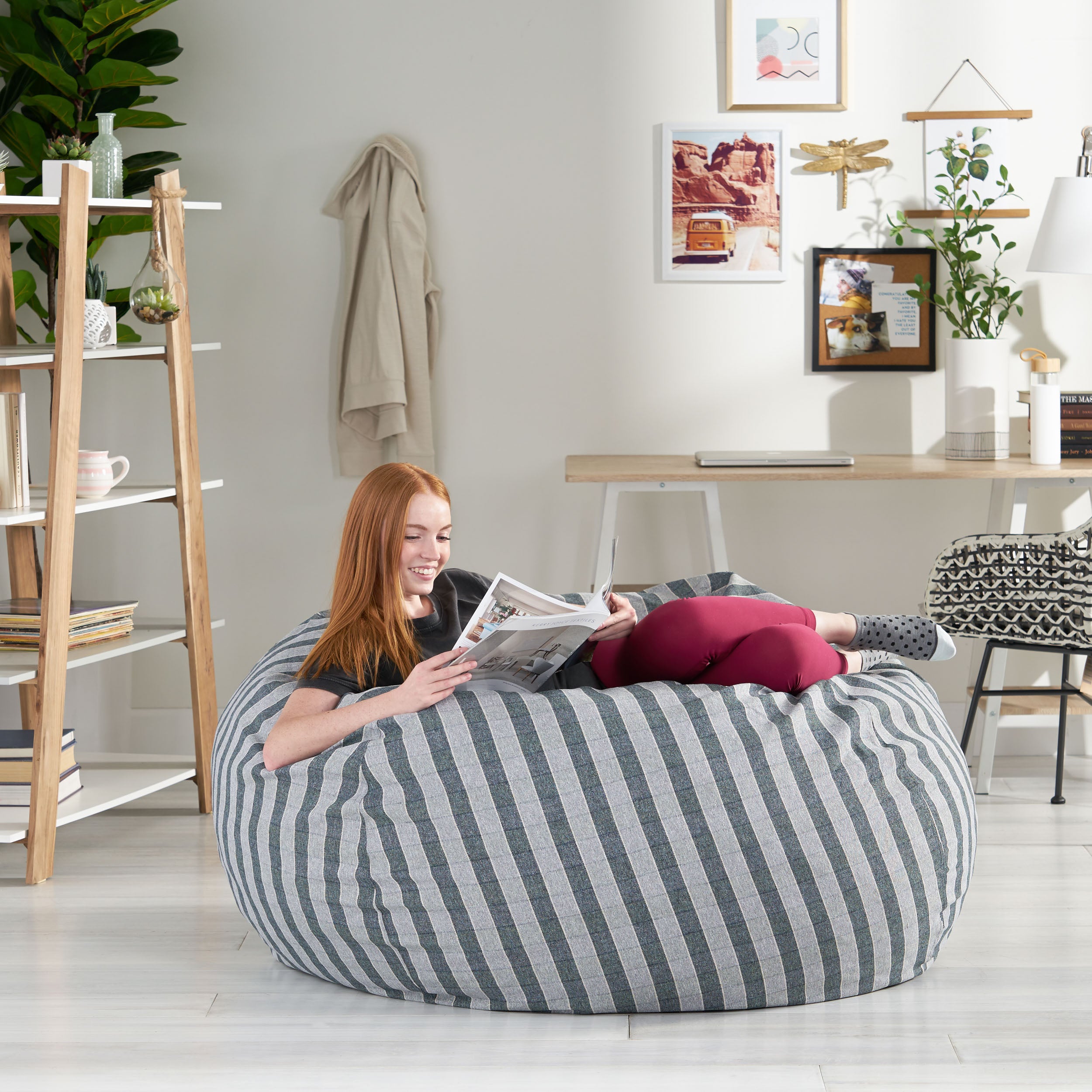 Magnolia Modern 5 Foot Checkered Bean Bag