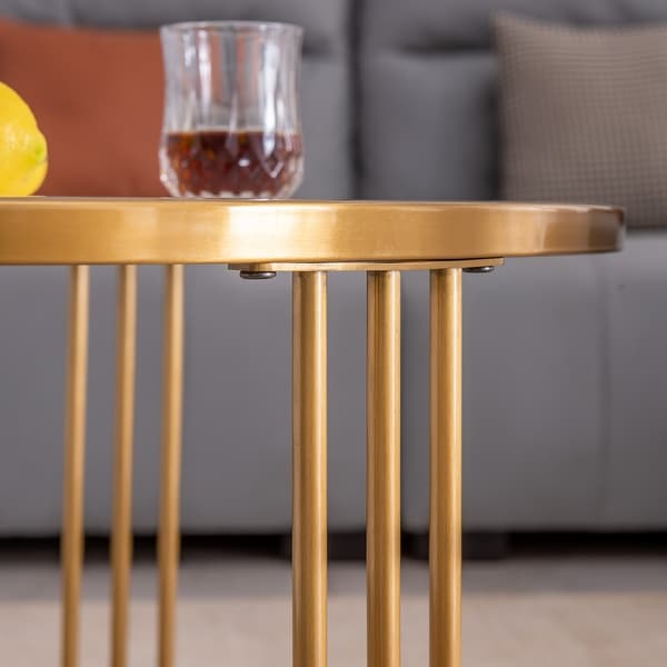 Golden stainless steel frame coffee table