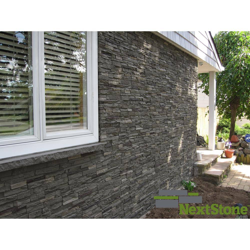 NextStone Slatestone Large 15.5 in. x 43 in. Polyurethane Faux Stone Panel in Pewter SLSPL-PW-4