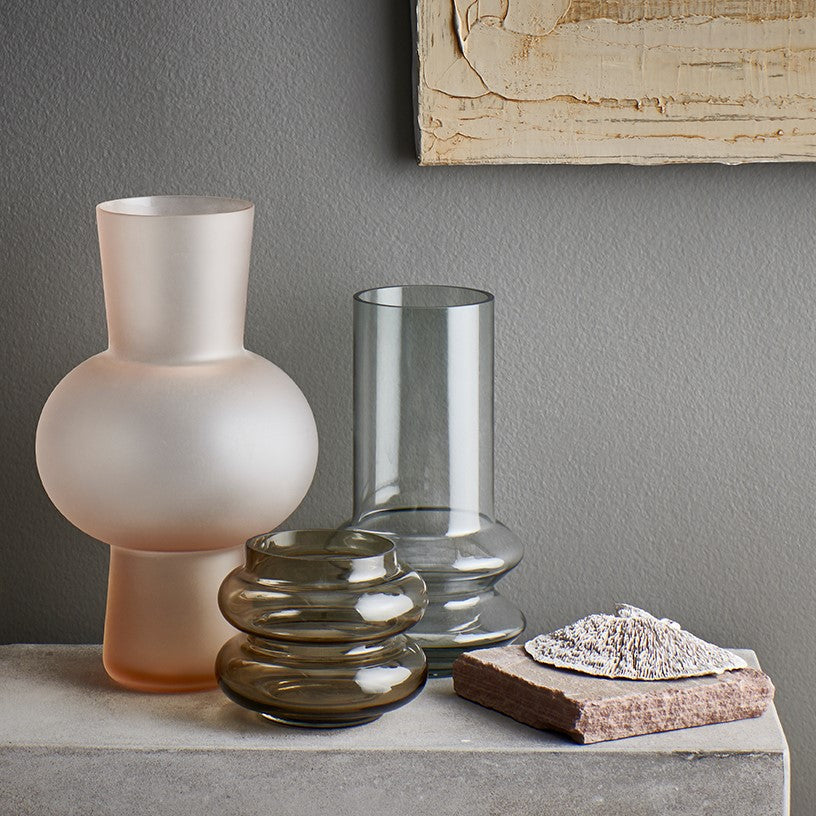 Smoked gray glass vase