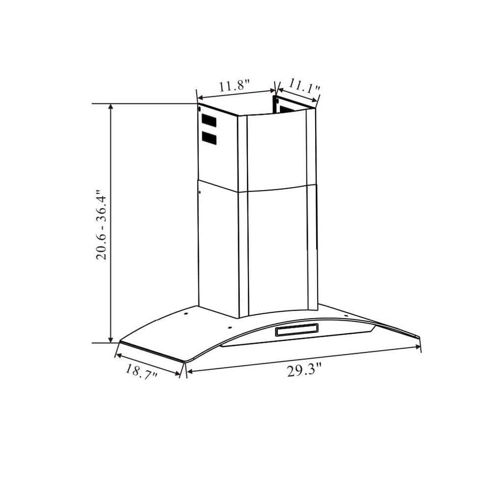 Winflo 30 in 475 CFM Convertible Stainless SteelGlass Wall Mount Range Hood with Mesh Filters and Touch Sensor Control