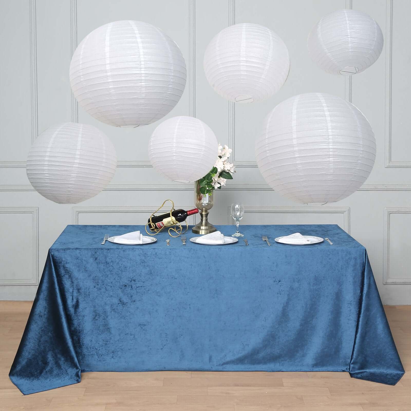 Set of 6 White Hanging Paper Lanterns, Chinese Sky Lanterns, Assorted Sizes 16