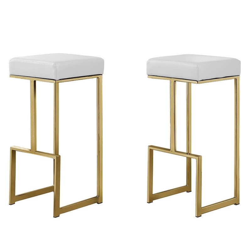 Best Master Furniture Synthetic Leather Gold Bar Stool (Set of 2)