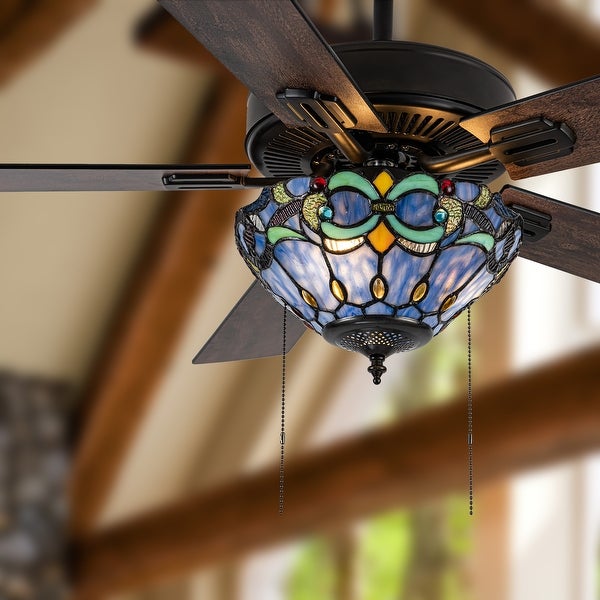 a River of Goods Oil-Rubbed Bronze and Stained Glass 52-Inch 3-Light Remote-Controlled Ceiling Fan Shopping - The Best Deals on Ceiling Fans | 40803857