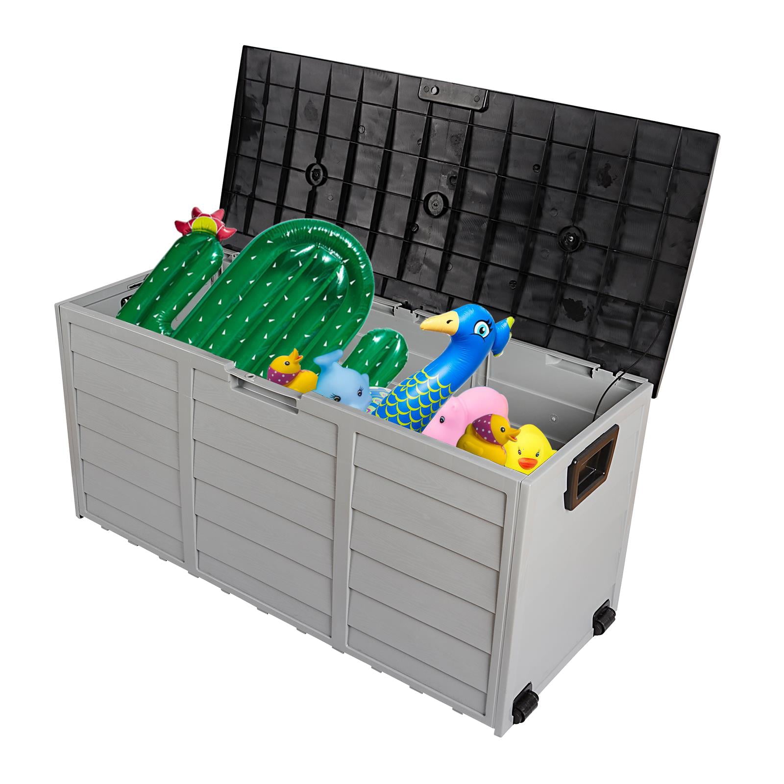 Ktaxon 75gal Outdoor Garden Plastic Storage Deck Box Chest Tools Cushions Toys Black