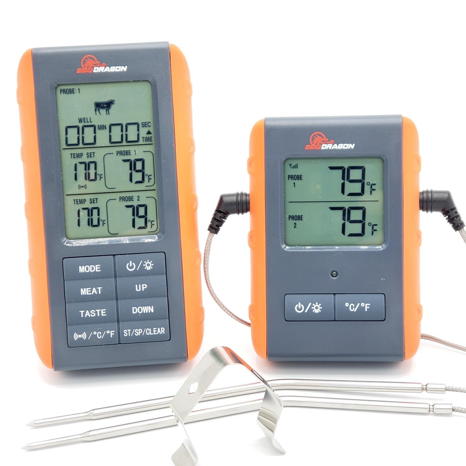 BBQ Dragon Remote Wireless Meat Thermometer w/ 2 Probes