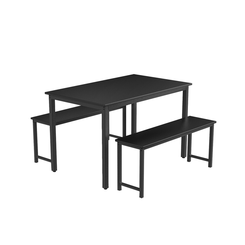 3pcs Dining Table Set with Two Benches