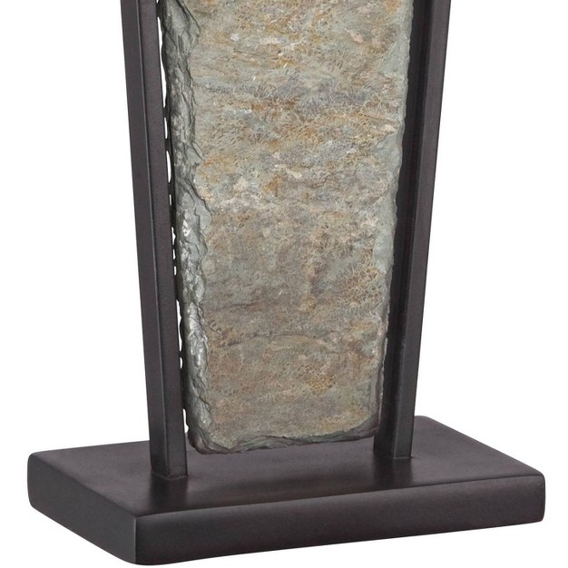 Tall Tapered Natural Slate Bronze Metal Rectangular Shade For Bedroom Living Room Bedside Nightstand