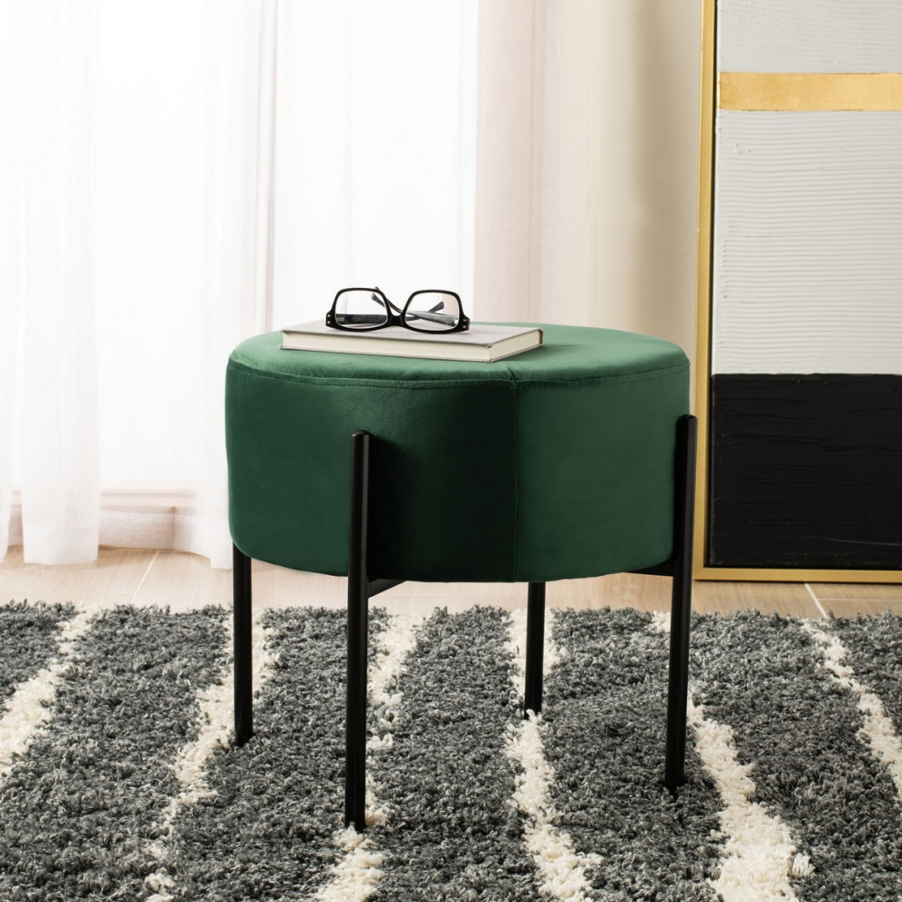 Bonnie Round Ottoman Malachite Green/ Black   Modern   Footstools And Ottomans   by Virgil Stanis Design  Houzz