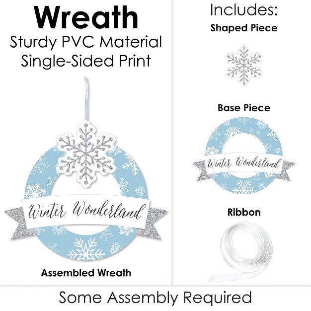 Big Dot Of Happiness Winter Wonderland Outdoor Snowflake Holiday Party And Winter Wedding Decor Front Door Wreath