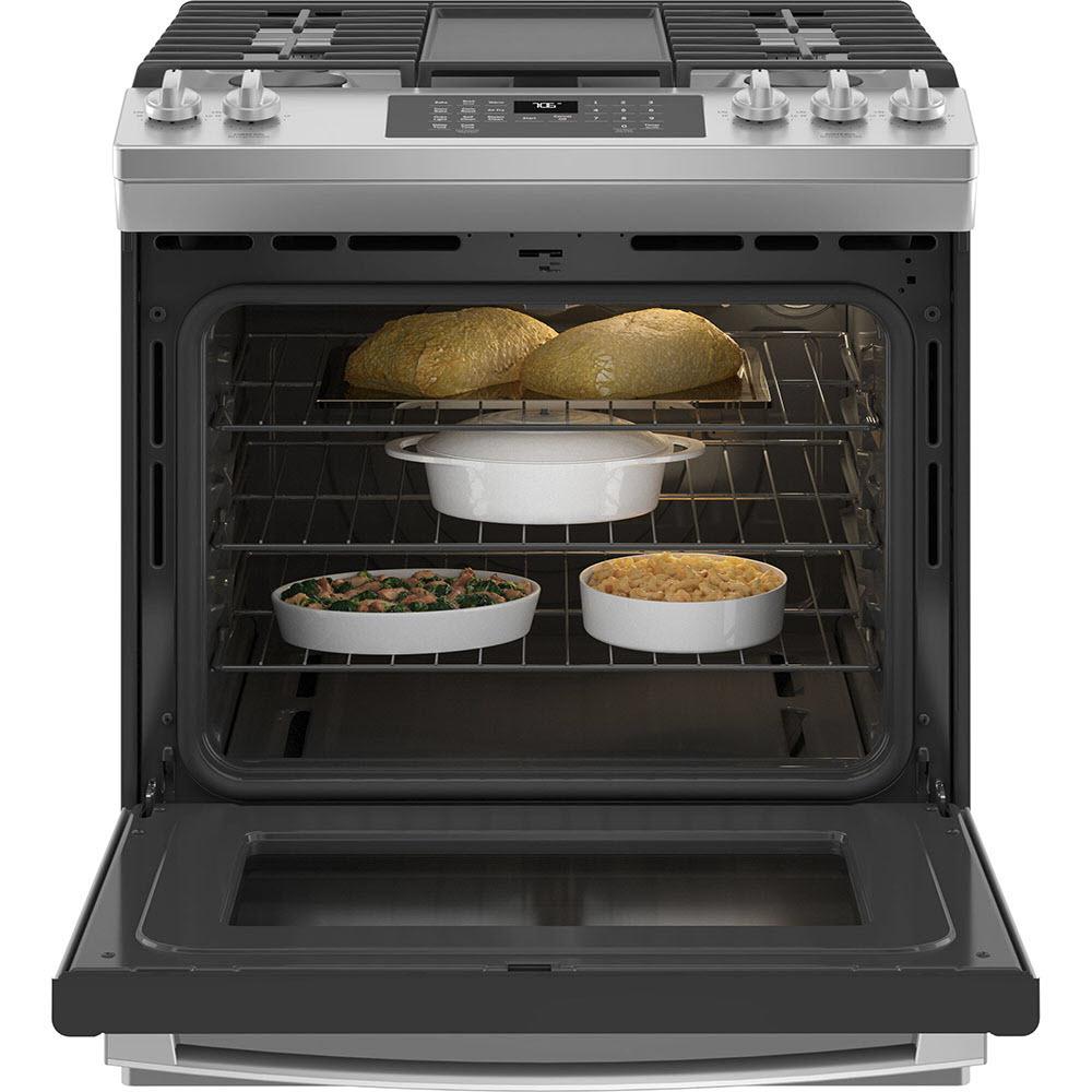 GE 30-inch Slide-in Gas Range with Convection Technology JCGS760SPSS